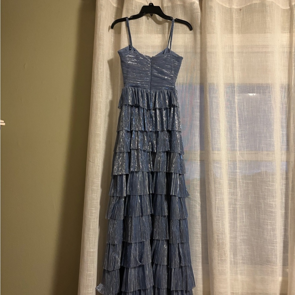 Gianni Bini Metallic Blue Dress (“Chambray” color) - Picture 4 of 10